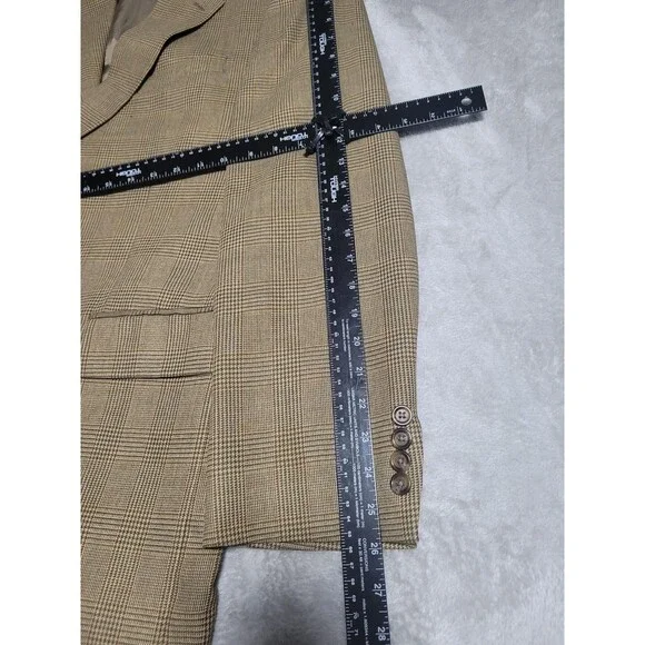 Ralph Lauren Sport Coat Mens 44 Long Beige Plaid Tweed Blazer 2 Button - Picture 8 of 14